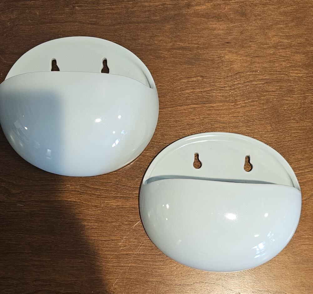 Wall Pocket Planter Hanging Vase Pastel Mint Ceramic Retro Minimalist Set Of 2